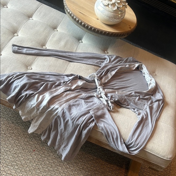 PJ Harlow Elijah RibKnit Longsleeve Robe With Satin Trim And Belt